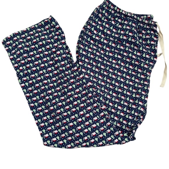 Vineyard Vines Pajama Pants Christmas Whale Santa Tree Flannel Navy Men Size XL - Picture 1 of 5